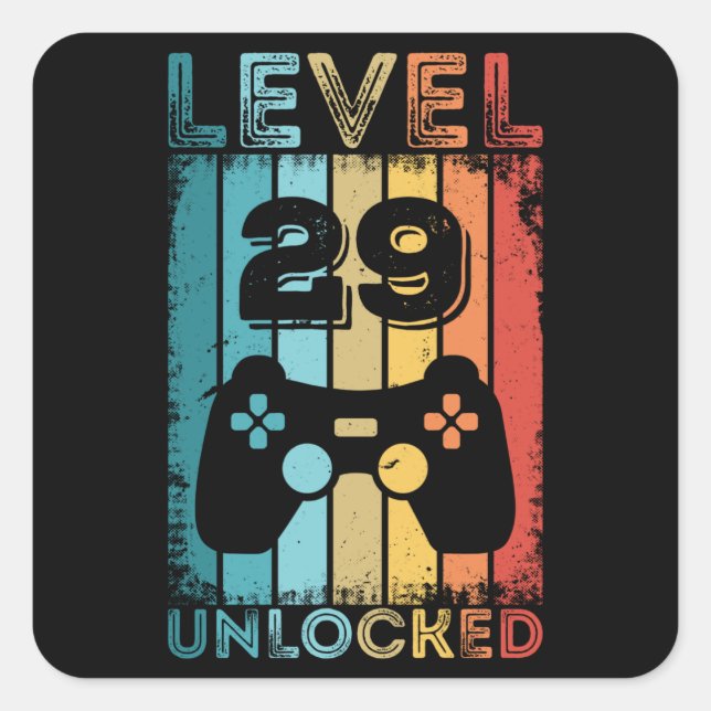 Sticker Carré Jeu niveau 29 déverrouillé 29e anniversaire Gift G (Devant)
