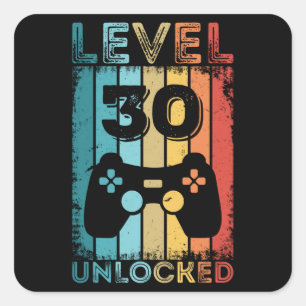 Sticker Carré Jeu niveau 30 déverrouillé 30e anniversaire Jeu ca