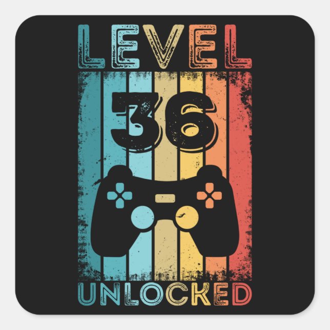 Sticker Carré Jeu niveau 36 déverrouillé 36e jeu cadeau d'annive (Devant)