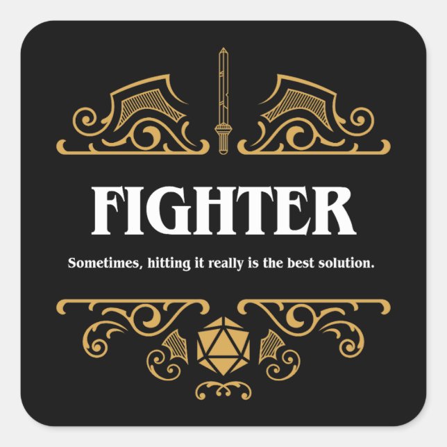 Sticker Carré Jeu RPG Tabletop Classe de combat (Devant)
