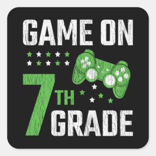 Sticker Carré Jeu sur 7e année jeu vidéo Retour à l'école Gamer