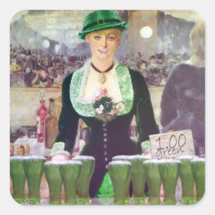 Sticker Carré Jeune fille barmaid St. Patrick's Day