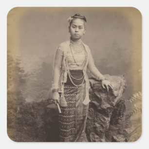 Sticker Carré Jeune fille birmane, vers 1875