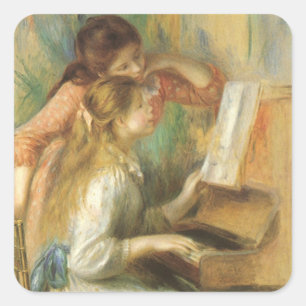 Sticker Carré Jeunes Filles au Piano de Pierre Renoir