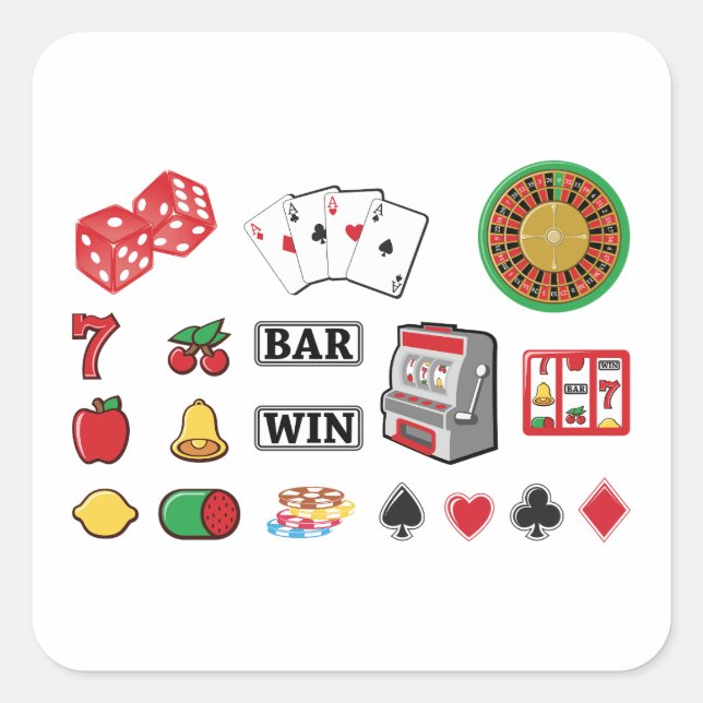 Sticker Carré Jeux de casino d'éléments de jeu (Devant)