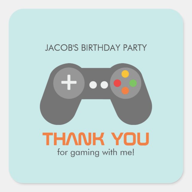 Sticker Carré Jeux Vidéo Anniversaire (Devant)
