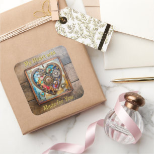 Sticker Carré Jewels And Stained Glass Heart Série Steampunk