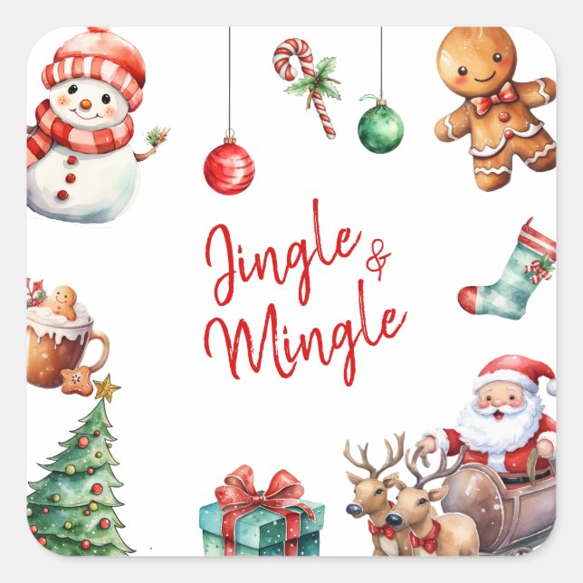 Sticker Carré Jingle et Mingle Noël (Devant)