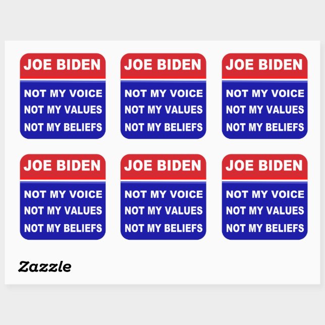 Sticker Carré Joe Biden Pas Ma Voix Valeurs Croyances (Feuille)