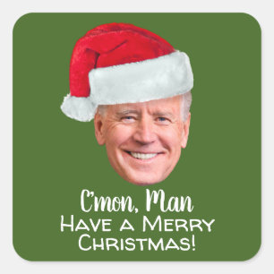 Sticker Carré Joe Biden Santa Hat C'mon homme Joyeux Noël