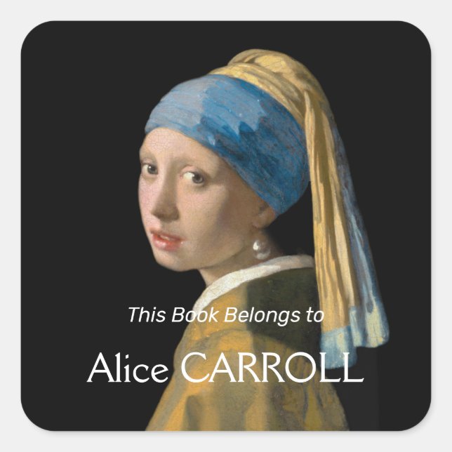 Sticker Carré Johannes Vermeer - Fille avec une oreille perle (Devant)