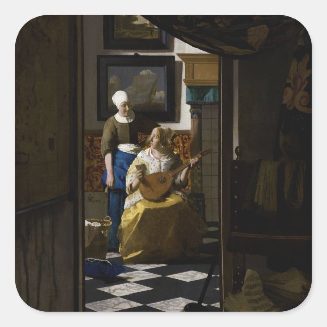 Sticker Carré Johannes Vermeer - La lettre d'amour (Devant)
