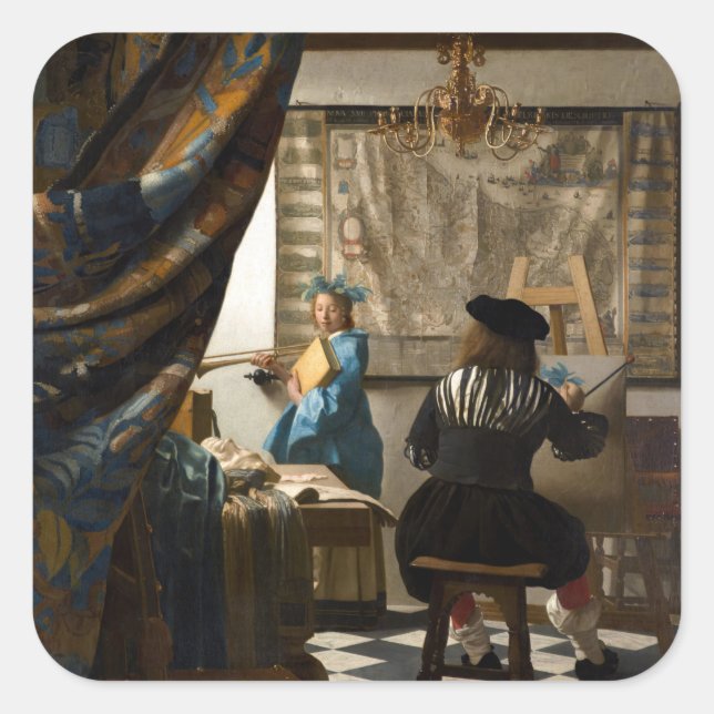 Sticker Carré Johannes Vermeer - L'Allégorie de la Peinture (Devant)