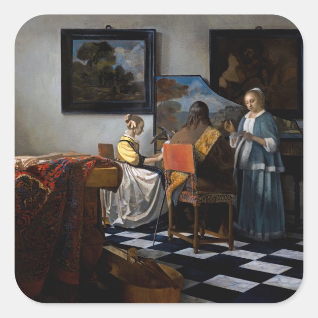 Sticker Carré Johannes Vermeer - Le Concert (Devant)