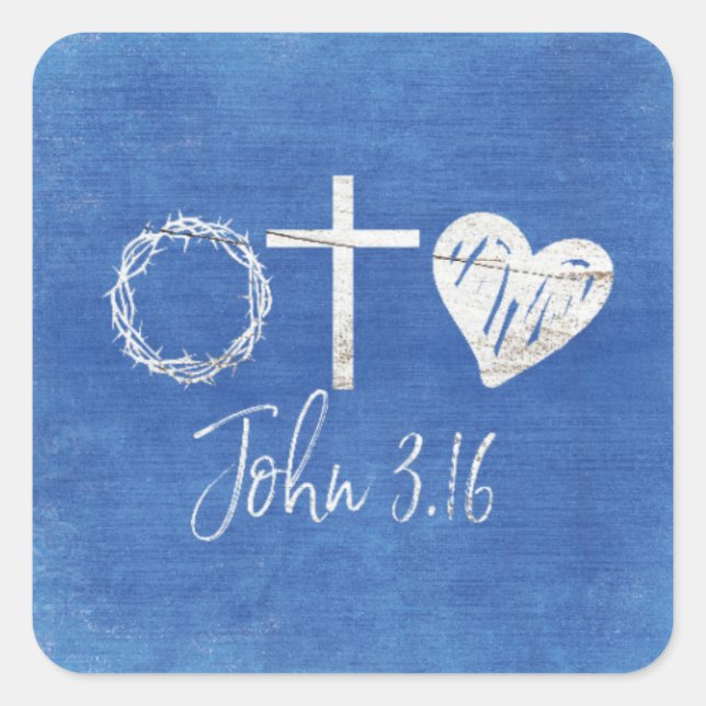 Sticker Carré John 3.16 Symboles chrétiens (Devant)