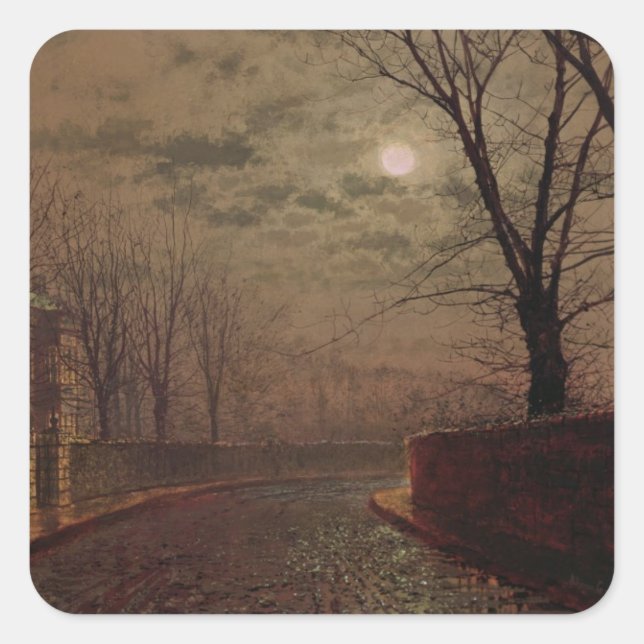 Sticker Carré John Atkinson Grimshaw | Scène de rue Lune, 188 (Devant)