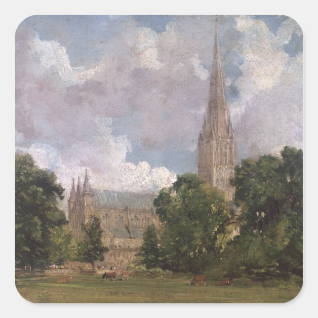 Sticker Carré John Constable | Cathedbury from the sout (Devant)