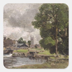 Sticker Carré John Constable   Dedham Lock and Mill