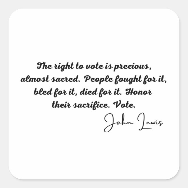 Sticker Carré John Lewis, Le droit de vote est précieux, BLM (Devant)