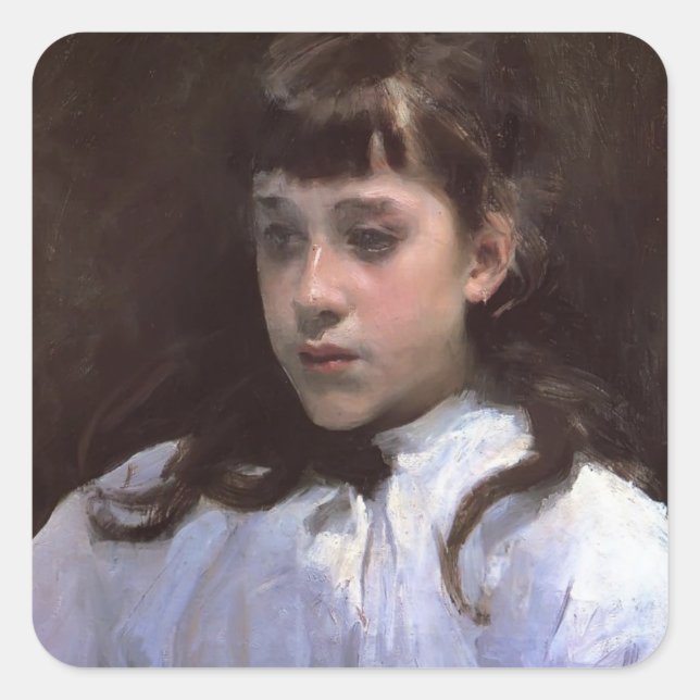 Sticker Carré John Sargent-Young Girl with White Muslin Blouse (Devant)