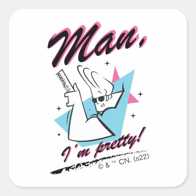 Sticker Carré Johnny Bravo - Man I'm Pretty Retro Graphic (Devant)