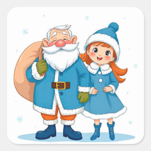 Sticker Carré Joie de Noël de Santa Fête d'hiver Magie
