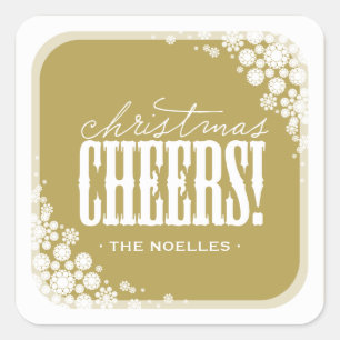 Sticker Carré Joie de Noël Élégants Flocons de Neige Fêtes Moder