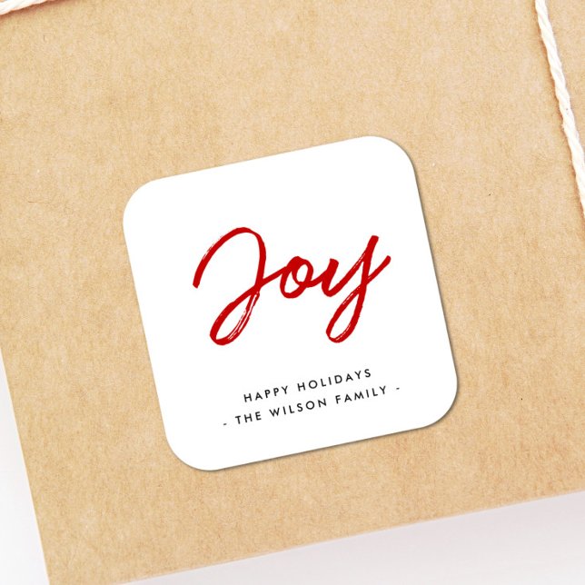 Sticker Carré Joie moderne rouge et blanc vacances (Créateur téléchargé)