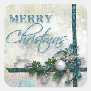 Sticker Carré Joie Turquoise et argentée au monde