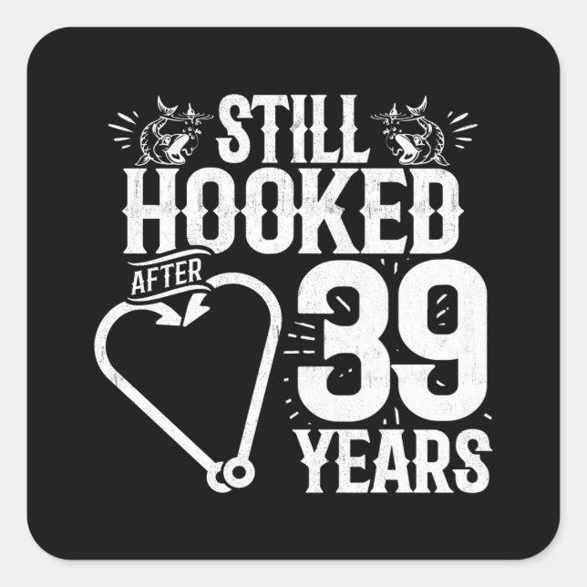 Sticker Carré Joli 39e Anniversaire de Mariage pour les Couples  (Devant)
