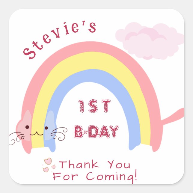 Sticker Carré Joli arc-en-ciel Merci Boho esthétique pour venir (Devant)