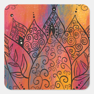 Sticker Carré Joli Art Floral