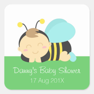 Sticker Carré Joli Baby shower Bee Boy Bumble