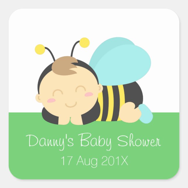 Sticker Carré Joli Baby shower Bee Boy Bumble (Devant)