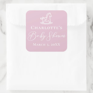 Sticker Carré Joli Baby shower rocheux rose