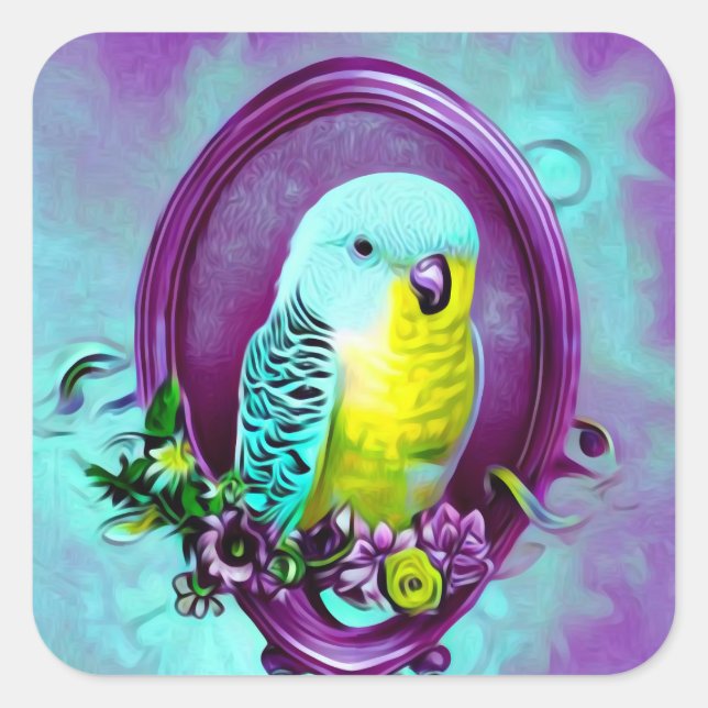 Sticker Carré Joli bébé Budgie (Devant)