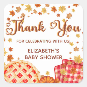 Sticker Carré Joli Bébé Citrouille Automne Remerciements Baby Sh