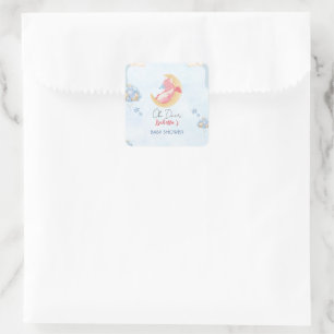 Sticker Carré Joli bébé dragon dinosaure Balloon baby shower