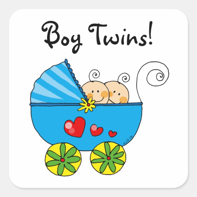 Sticker Carré Joli bébé jumeaux (Devant)