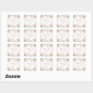 Sticker Carré Joli bouquet de fleurs sauvages papillons de print