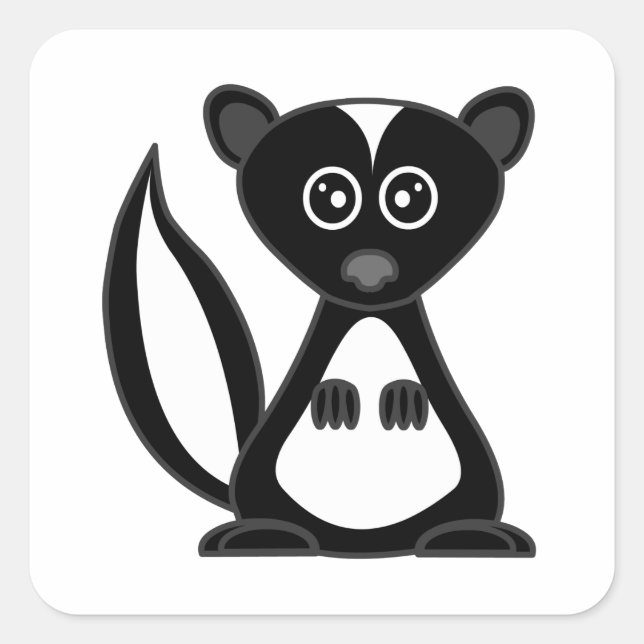 Sticker Carré Joli Carré de Skunk Cartoon (Devant)