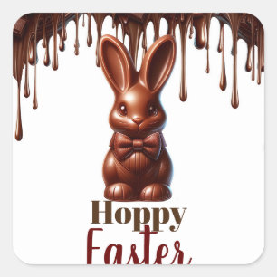 Sticker Carré Joli Chocolat Bow Cravate Lapin de Pâques Bonbons
