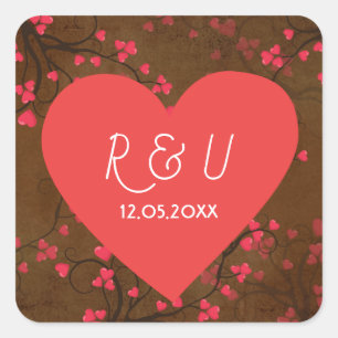 Sticker Carré Joli coeur mariage