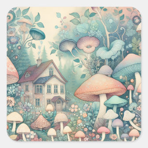 Sticker Carré Joli Cottage Core Whimsical Village