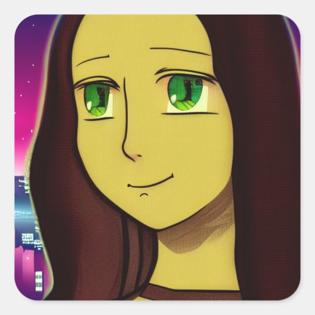 Sticker Carré Joli dessin humoristique japonaise Mona Lisa Japon (Devant)