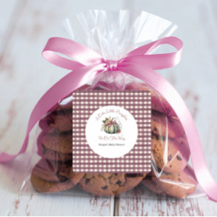 Sticker Carré Joli Fall Green & Plum Citrouille Baby shower à th