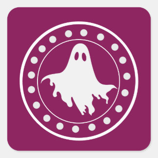 Sticker Carré Joli fantôme Halloween effrayant orange et blanc