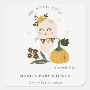 Sticker Carré Joli Halloween Blush Ghost Little Boo Baby shower
