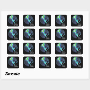 Sticker Carré Joli loup sous la lune céleste \aquarelle romantiq