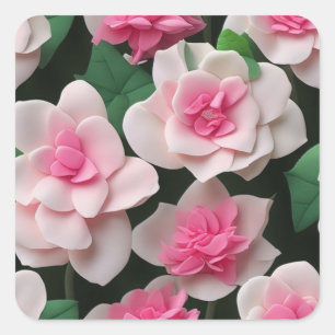 Sticker Carré Joli motif fleuri rose boho